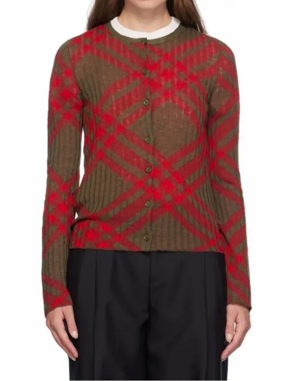 Authentic NWT Burberry Checked Cardigan Large women’s